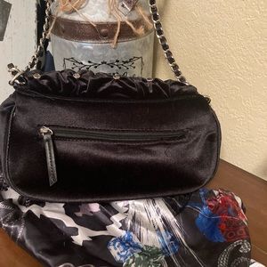 Twiggy Black Velvet Rhinestone Studded Shoulder bag in good condition
